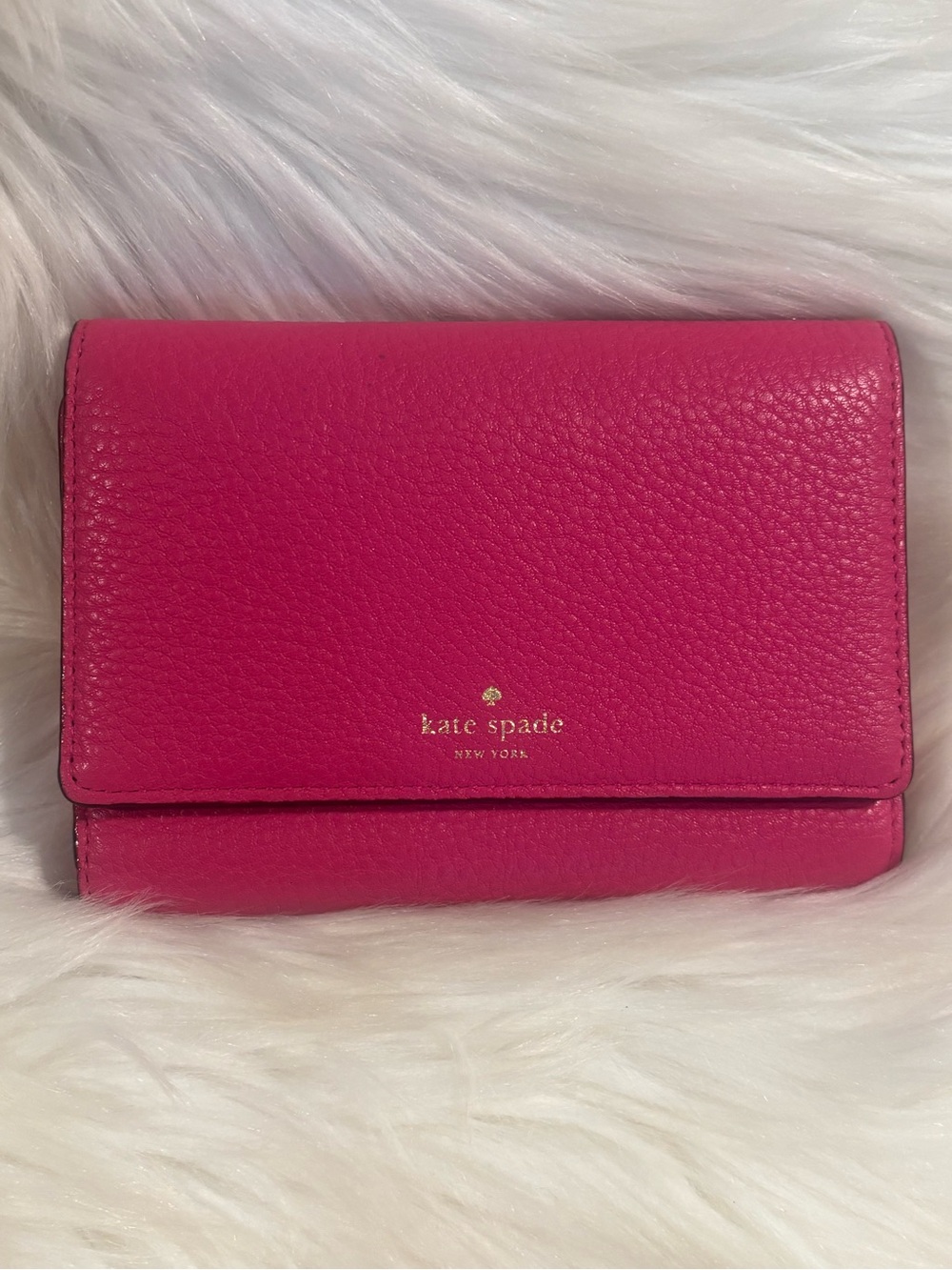 Kate Spade New York Magenta Leather Trifold Wallet